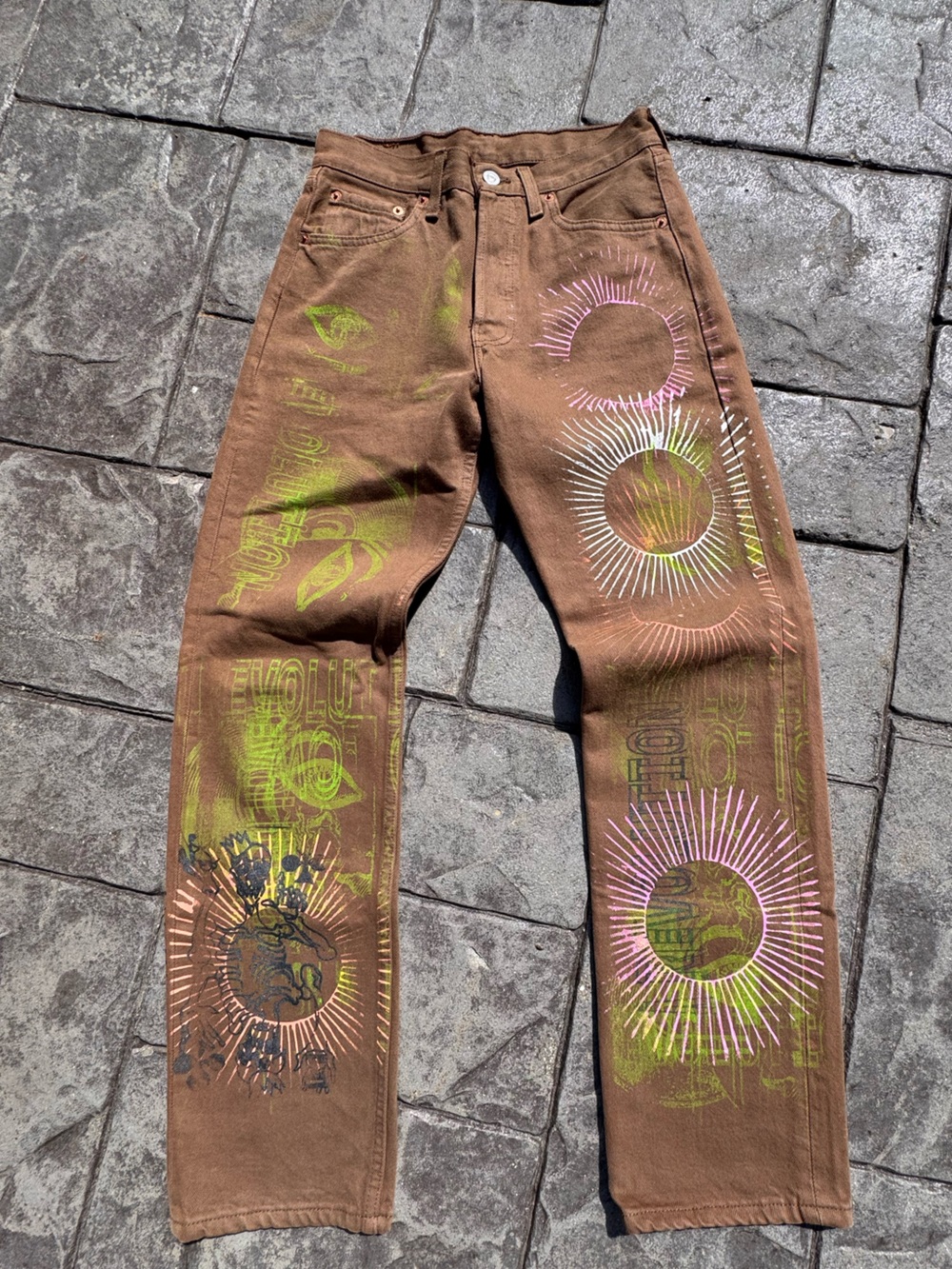 Levi's Brown Jeans with Sunburst Graphic Accents